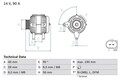 BOSCH Generator 14V Für VW SEAT AUDI FORD SKODA Bora Caddy II Flight 0986041490