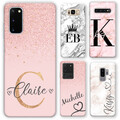 PERSONALISIERTE HÜLLE FÜR S20 S8 S10 SAMSUNG MARMOR PINK NAME SILIKON COVER