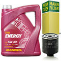 5 Liter 5W-30 Mannol ENERGY ACEA A3 B4 VW MB API SL CF + MANN Filter Ölfilter