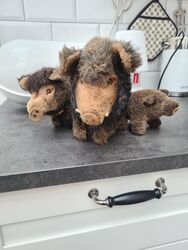 3 Steiff Stofftier Schweine  Wildschweine Familie  Wutzi mit Knopf im Ohr