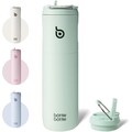 Isolierte Edelstahl Trinkflasche 750 ml mit Strohhalm - Auslaufsicher & BPA-frei