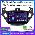 DAB+ 4Core 2+64G Android14 Autoradio Für Opel Corsa E Adam GPS Navi WIFI CarPlay