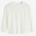 Neu 3/4-Arm-Pullover mit Ajour-Detail Gr. 48/50 Wollweiß Damenpullover