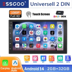 Carplay 7 Zoll Android 14 Autoradio Doppel DIN GPS Navi BT RDS USB WIFI 32G DAB+