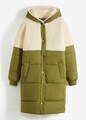 Neu Stepp-Mantel mit Kapuze Gr. 40 Lorbeergrün Elfenbein Damen Winter-Jacke