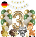 3.Geburtstag Dekoset mit Waldtier-Folienballons (Eichhörnchen、Igel、Elch、Waschbär