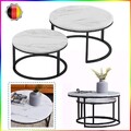 Couchtisch rund 2er Set Satztische Marmor-Optik Wohnzimmertisch Beistelltisch DE