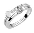 Damenring Herz mit Zirkonia Ring größenverstellbar Damen Silber 925 Geschenk