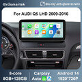 10.25'' 128GB Android 14 Autoradio CarPlay Für Audi Q5 8R Multimedia 2009-2016