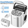1.2L Eiswürfelmaschine Edelstahl Eismaschine Ice Maker Eiswürfelbereiter Silber