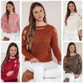 Strickpullover Langarmpullover Basic Strickmuster Damen DSTREET Universal