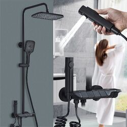 Duschsystem Schwarz Duscharmatur Regendusche Duschkopf Duschset mit Handbrause