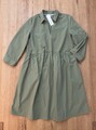 Neu Esprit V- Neck Lockeres Kleid 100% Baumwolle Kleid Gr. 38 Olive Grün
