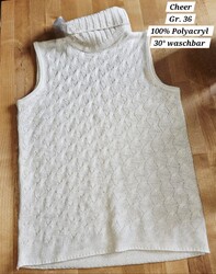 Pullunder/ Strick- Top mit Kragen von Cheer, Gr. 36 in weiß, 100% Polyacryl