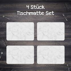 Tischset Platzdeckchen Platzset Untersetzer 45x30 cm Abwaschbar weiss Marmor