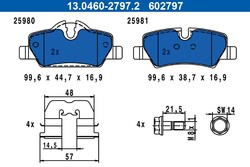 ATE Bremsbelagsatz Scheibenbremse 13.0460-2797.2 für MINI F55 F56 F57 Cooper JCW