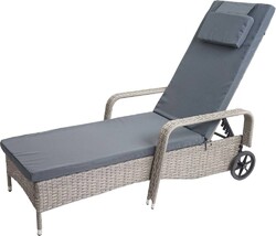 HW Gartenliege Poly-Rattan Carrara Alu-grau dunkelgrau Sonnenliege Poolliege 