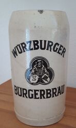 Bierkrug, 1 Liter Krug Vorkrieg Würzburg Bürgerbräu