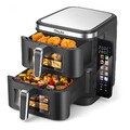 10-in1 Doppel Heissluftfritteuse 2800W Air fryer Doppelkammer Digital Fritteuse