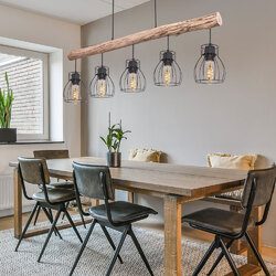 Hängelampe Pendelleuchte Holzleuchte Wohnzimmerlampe Käfig Esstischleuchte natur