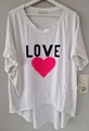 T-Shirt Shirt Gr L Freizeitshirt Damenshirt Weiß Basicshirt Baumwolle Love Herz