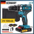 21V Akku-Schlagbohrschrauber Akkuschrauber Mit 2 Akkus + Ladegerät Set in Koffer