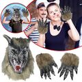 Halloween Wolfskopf Maske Wolfsklaue Handschuhe Horror Teufel Kopfbedeckung