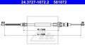 ATE (24.3727-1072.2) Handbremsseil, Handbremszug für NISSAN OPEL RENAULT