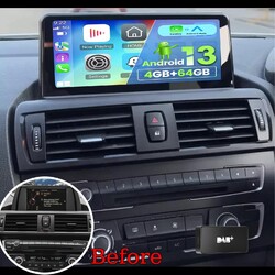 10,25" Android 13 CarPlay Autoradio 64GB WiFi DAB+ für BMW 1/2er F20 F21 F23 NBT