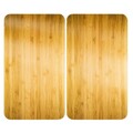 WENKO Herd Abdeckplatte Abdeckung Schneide Brett Glas 2er Set Holz Optik