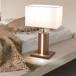 Beistellleuchte Tischlampe Leuchte Landhausstil dimmbar CCT Holzoptik weiß LED