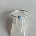 Silberring 925 Silber mit synth. hergest. Opal in blau, Gr. 44 bis Gr. 66 - fein