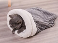 Katzen Kuschelsack Grau Soft-Plüsch Chihuahua Welpe Schlafsack Höhle Nest