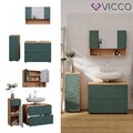 Badmöbel-Set Irma Eiche Grün 3-teilig Midischrank 81 cm Vicco
