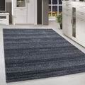Kurzflor Design Teppich Einfarbig Streifen Muster Grau Meliert Wohnzimmerteppich