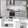 Küche Küchenzeile Küchenblock Einbauküche R-Line 300 cm Beton Vicco