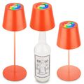 3 in 1 LED Tischlampe Akku USB Aufladbar RGBW Kabellos Flaschenaufsatz Orange