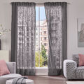2er Set Vorhänge halbtransparent Schlaufenschal Leinenoptik Gardine Vorhang como