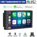 2+32G Carplay+7 Zoll 2 DIN Autoradio Android 13 GPS Navi ASP RDS FM WIFI BT +AHD