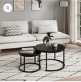 en.casa Couchtisch Beistelltisch Wohnzimmertisch Sofatisch 2er-Set Rund Schwarz
