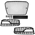 Set Kühlergrill Wabendesign + Gitter Schwarz glanz für Audi A5 8T S-Line ab 2011