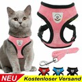 Katzengeschirr mit Leine Ausbruchsicher Soft Verstellbar Hundegeschirr Geschirr.