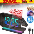 LED Alarm Wecker RGB mit Projektion Digital Spiegel USB Alarmwecker Tischuhr