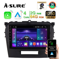2+64G Android 14 Autoradio Carplay RDS Navi + Kam für Suzuki Vitara LY 2015-2024