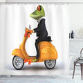 Tier Duschvorhang Italienisch Frosch Motorrad