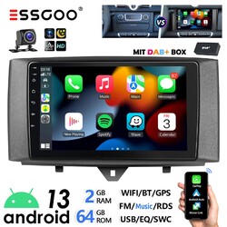 DAB+ CaRPlay Autoradio 64G Android 13 NAVI RDS +KAM Für Smart Fortwo 451 2010-15