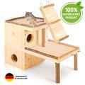Hamsterhaus Holz Nagerhaus Hamster Zubehör Spielplatz Villa 2 Etagen Leiter
