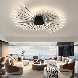 Moderne LED-Deckenleuchte,42 Köpfe Schwarze Kronleuchter,für Wohnzimmer (128cm)