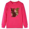 Kinder Sweatshirt Eichhörnchen aus Pailletten Langarmshirt Pullover Knallrosa vi