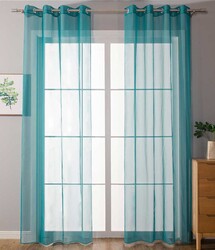2er Set Ösenvorhänge Transparent »Uni« Gardine Bleiband HxB 225x140 cm Türkis